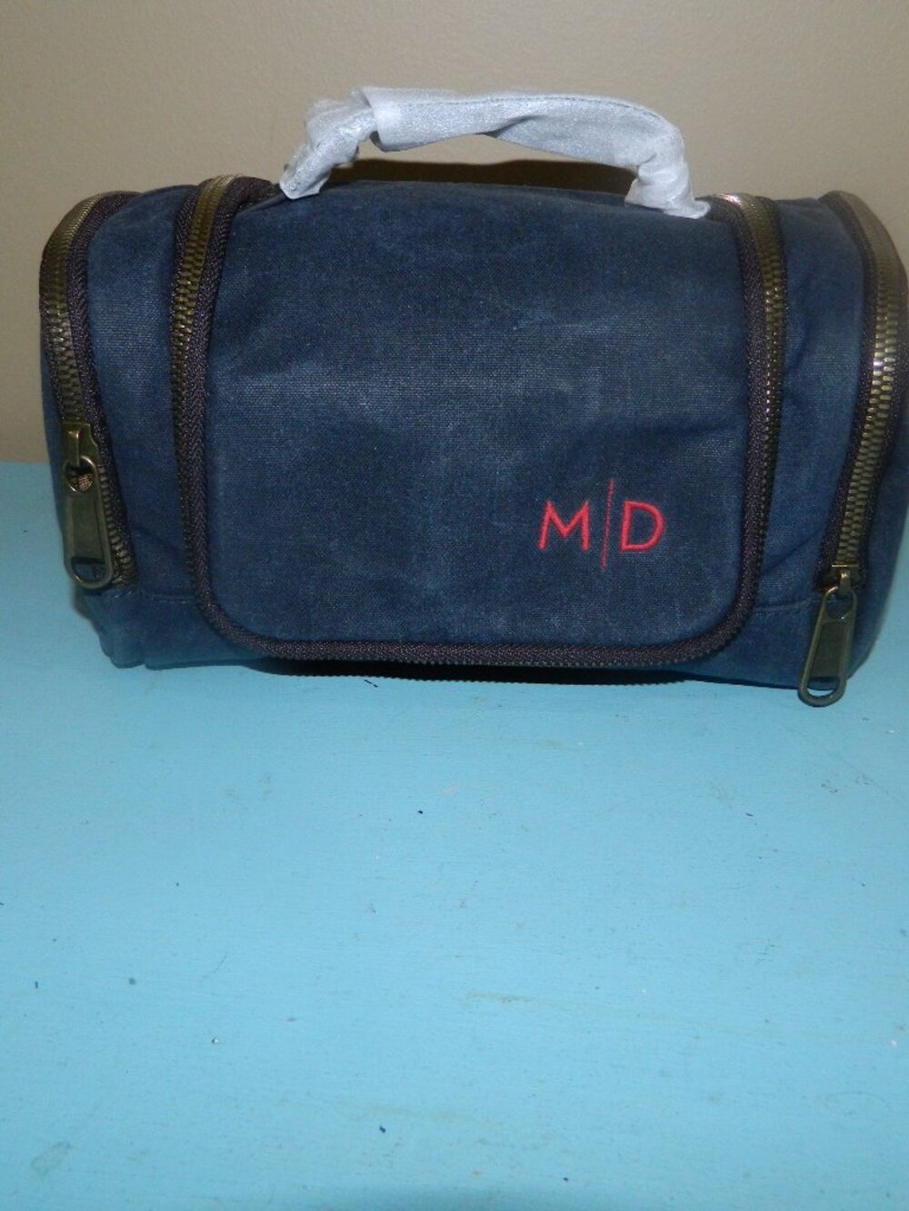 Mark & Graham Jack Waxed Canvas Hanging Toiletry Bag M/D Mono